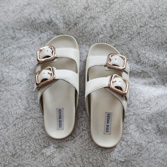 NEW! Steve Madden Women's Cape White Leather Sandals, Size 11 - Picture 7 of 9